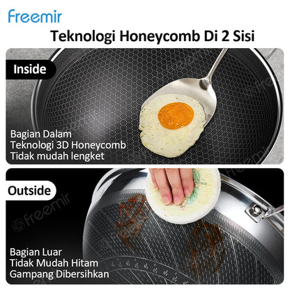 freemir Premium Jumbo Honeycomb Frying Pan 32cm with Glass Lid