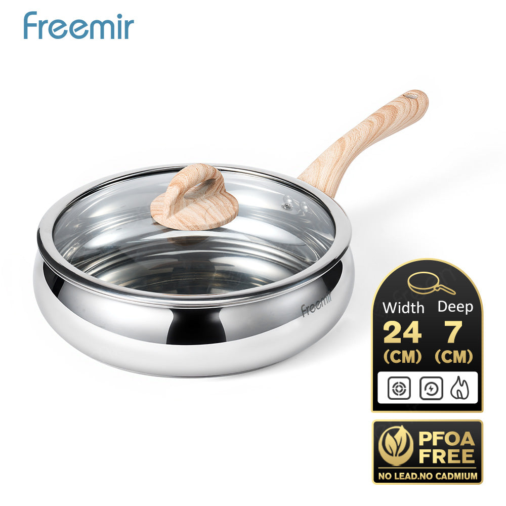 freemir Gemoy 24 CM Double Bottom Pan with Glass Lid