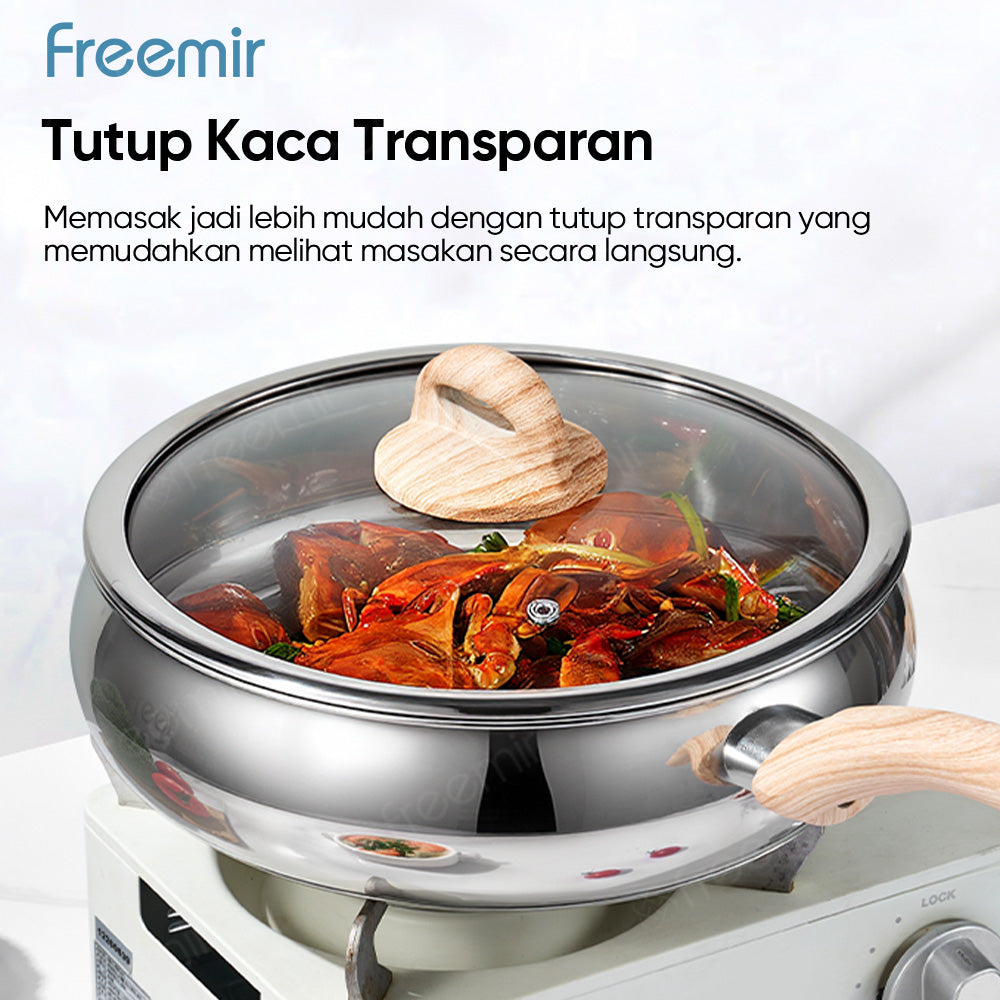 freemir Panci Gemoy 24 CM Double Bottom dengan Tutup Kaca