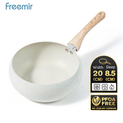 Freemir Wok Pan 20 CM Non-Stick Single Bottom - White