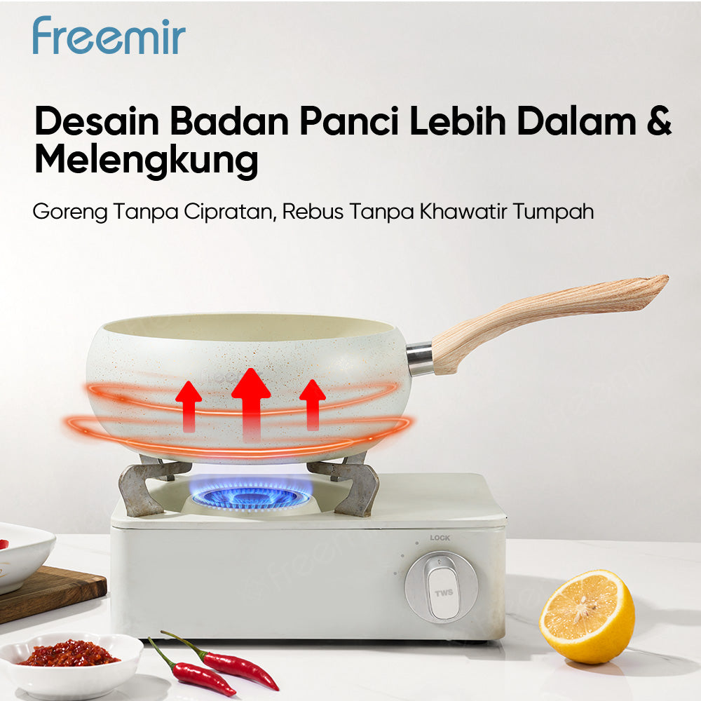 freemir Wok Pan 20 CM Anti Lengket Single Bottom - Putih