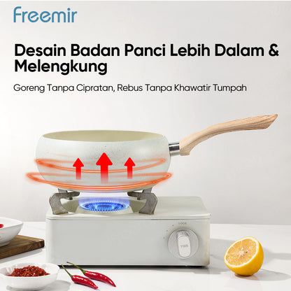 Freemir Wok Pan 20 CM Non-Stick Single Bottom - White