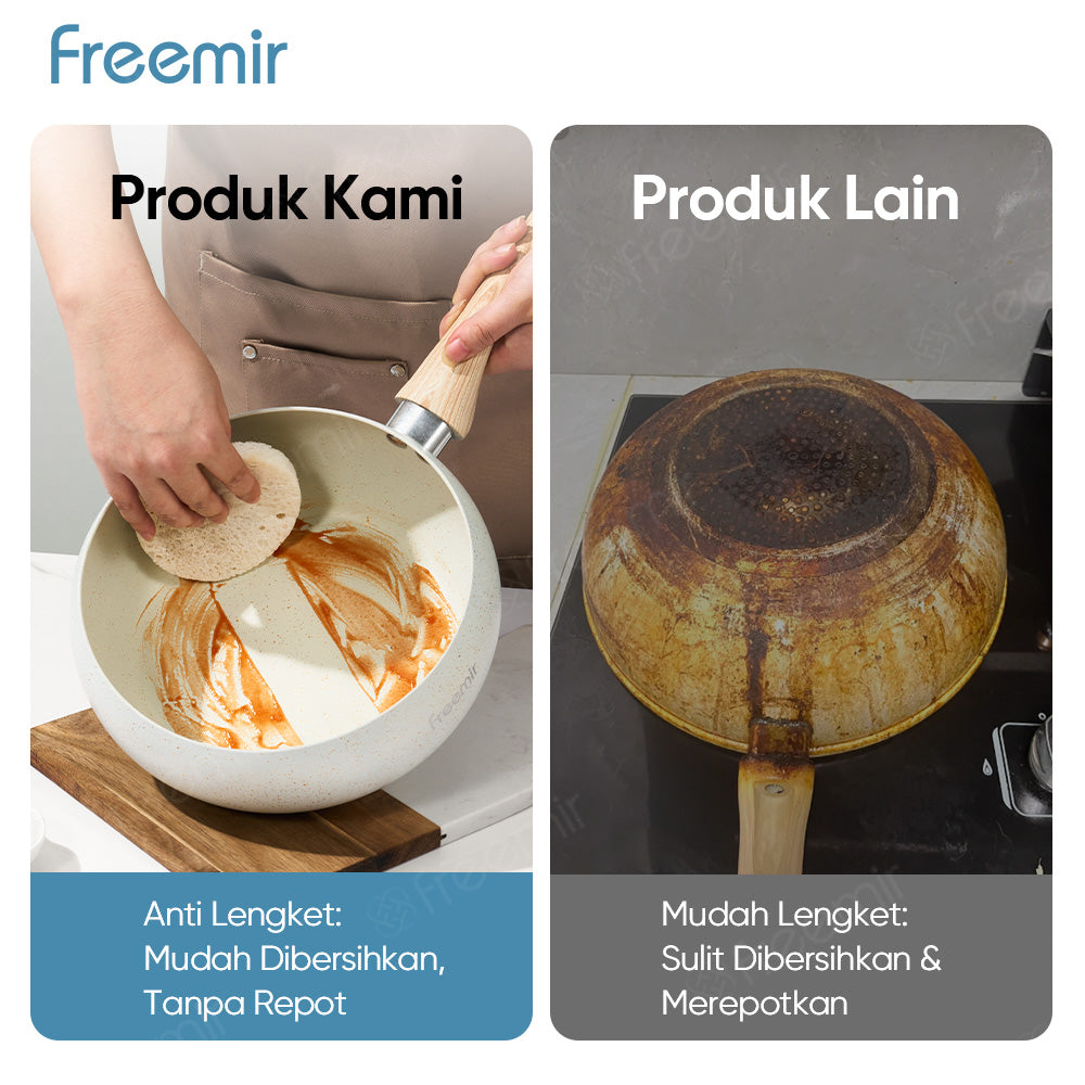freemir Wok Pan 20 CM Anti Lengket Single Bottom - Putih