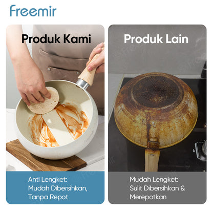 Freemir Wok Pan 20 CM Non-Stick Single Bottom - White