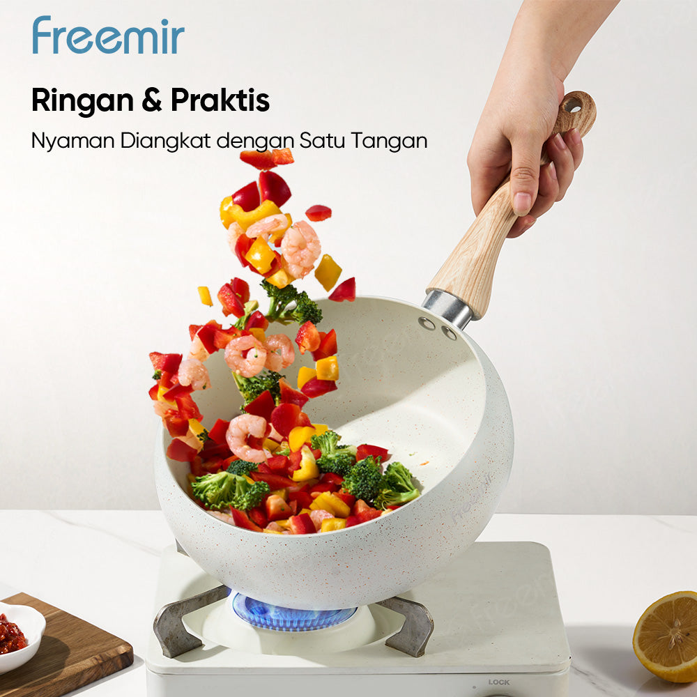 freemir Wok Pan 20 CM Anti Lengket Single Bottom - Putih