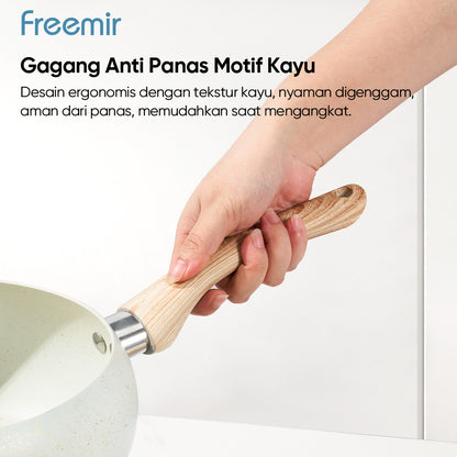 Freemir Wok Pan 20 CM Non-Stick Single Bottom - White