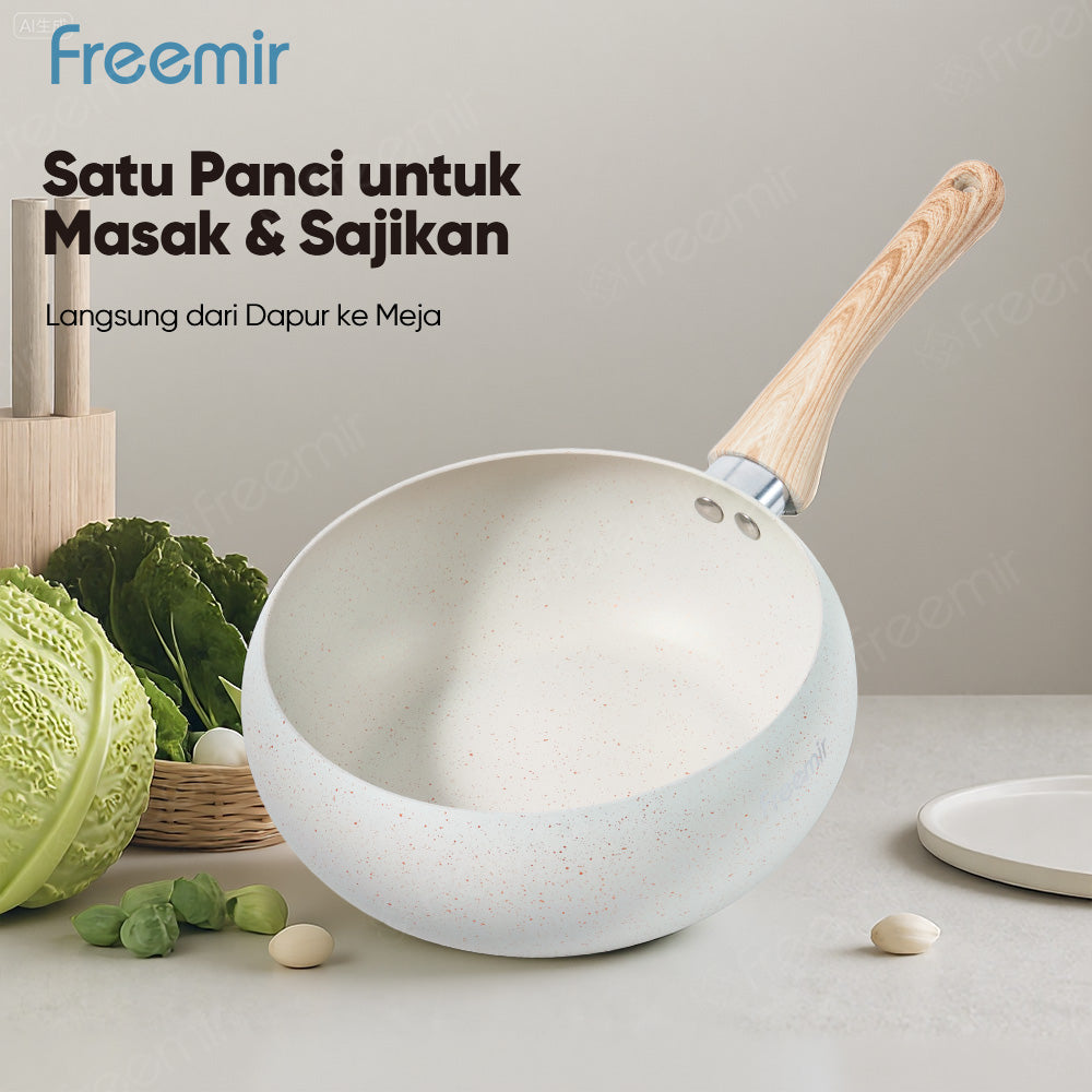 freemir Wok Pan 20 CM Anti Lengket Single Bottom - Putih