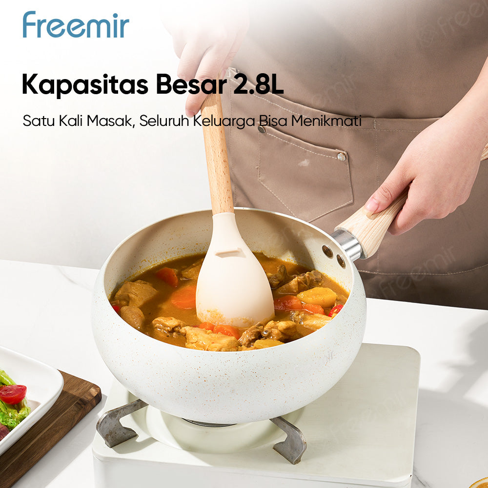 freemir Wok Pan 20 CM Anti Lengket Single Bottom - Putih