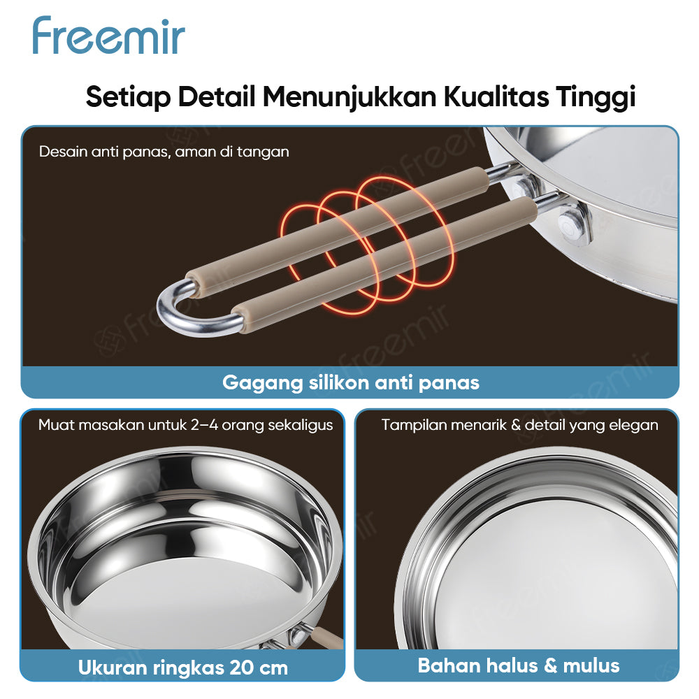 freemir Wajan Penggorengan 20 CM Stainless Steel