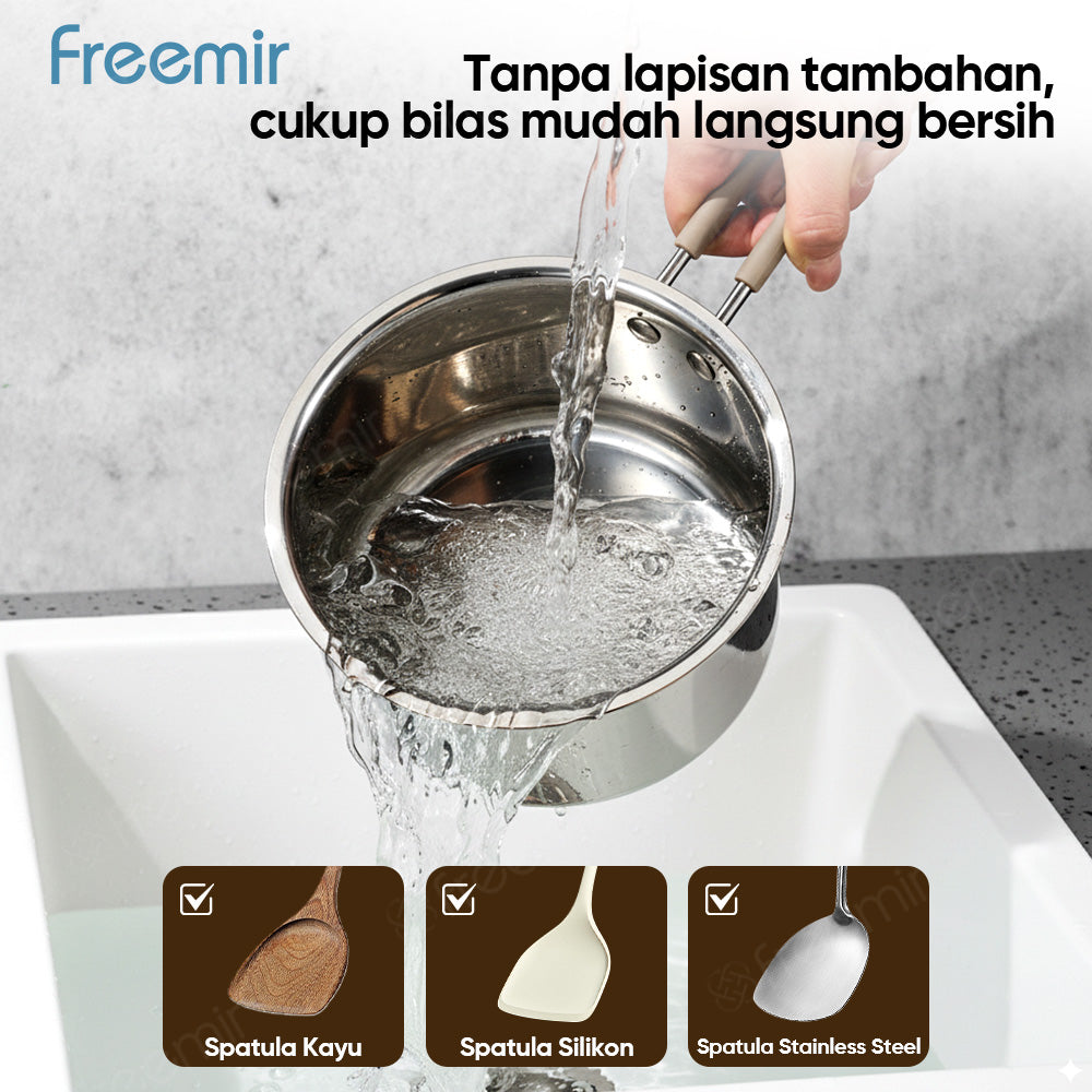 freemir 16 CM Stainless Steel Milk Pot with Glass Lid