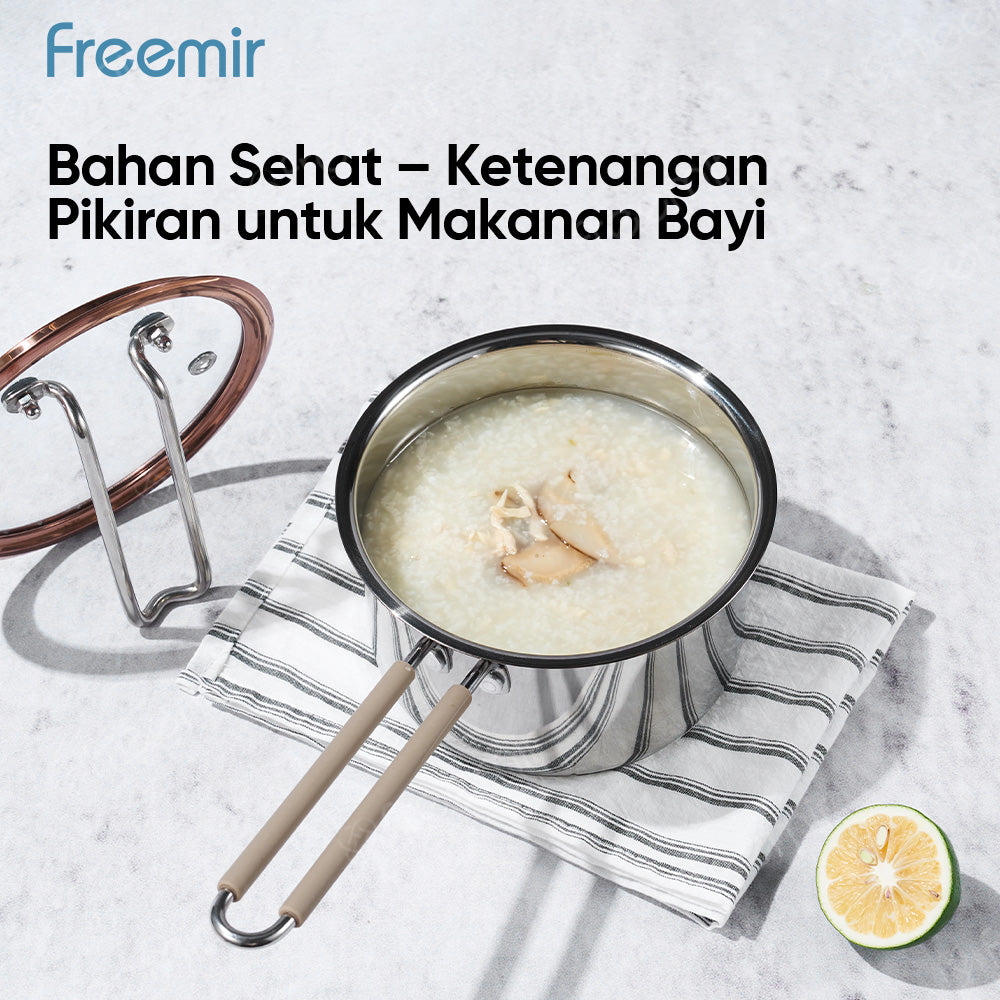 freemir 16 CM Stainless Steel Milk Pot with Glass Lid