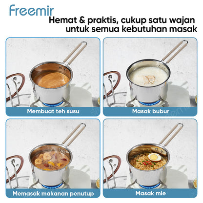 freemir 16 CM Stainless Steel Milk Pot with Glass Lid
