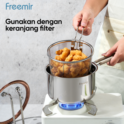freemir 16 CM Stainless Steel Milk Pot with Glass Lid