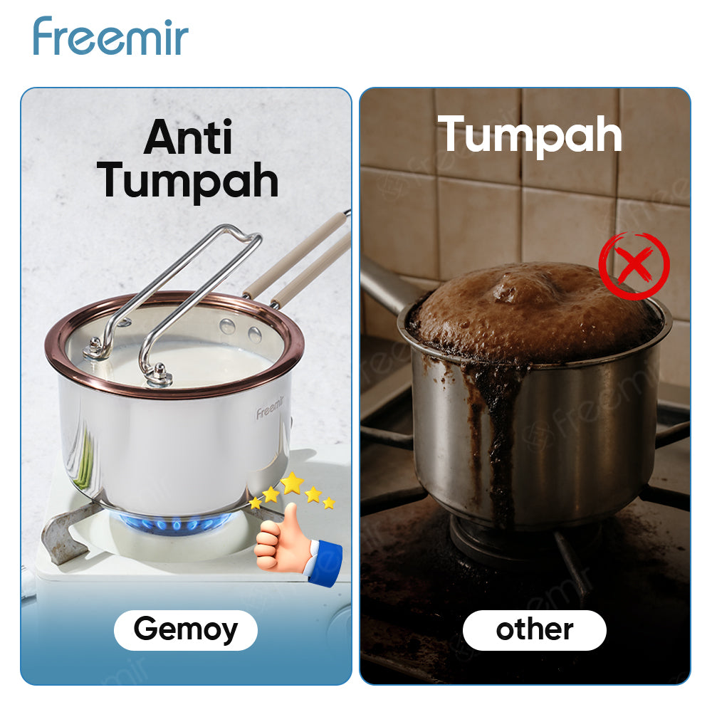 freemir 16 CM Stainless Steel Milk Pot with Glass Lid