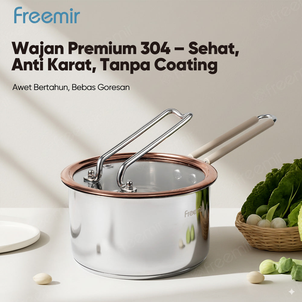 freemir 16 CM Stainless Steel Milk Pot with Glass Lid