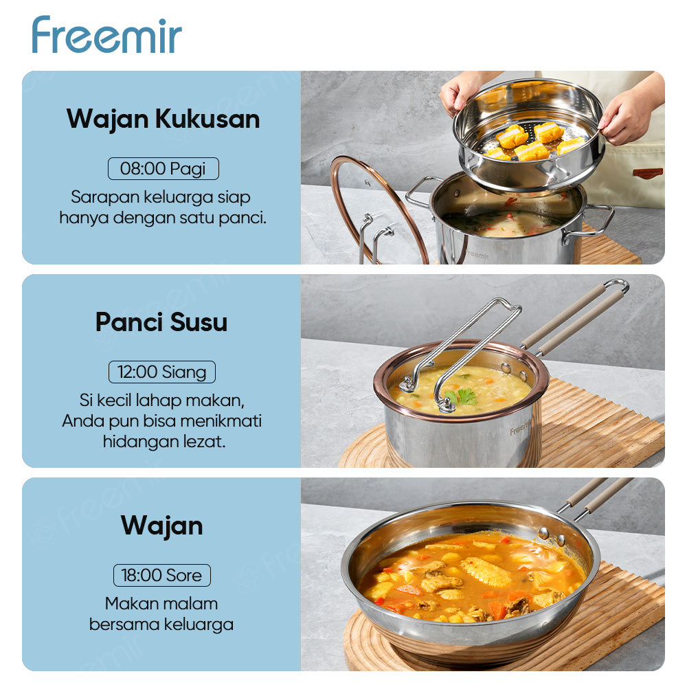 Seri Api 5 Set Stainless Steel Double Bottom