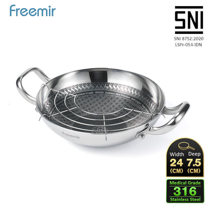 freemir Nusantara Series Wajan Stainless Steel 316 24cm Honeycomb Anti Lengket