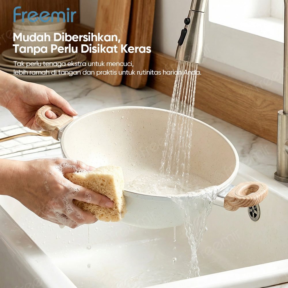 freemir Wajan & Saucepan Nasional Anti Lengket 2in1 dengan Dual Handle - Beige