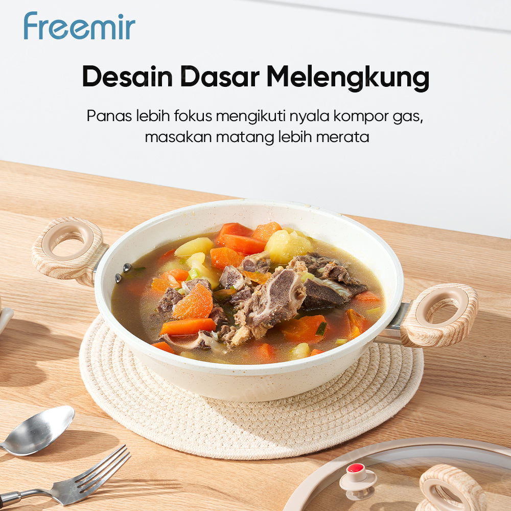 freemir Wajan & Saucepan Nasional Anti Lengket 2in1 dengan Dual Handle - Beige