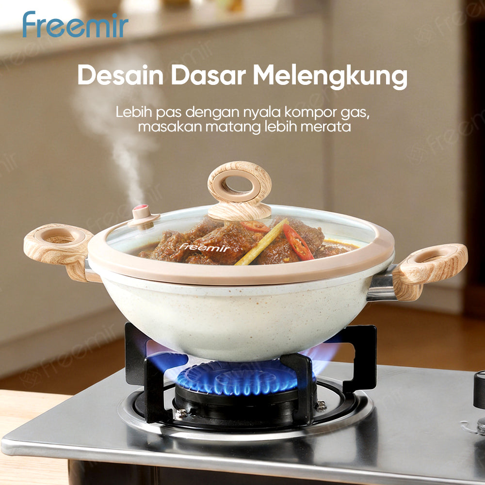 freemir Wajan & Saucepan Nasional Anti Lengket 2in1 dengan Dual Handle - Beige