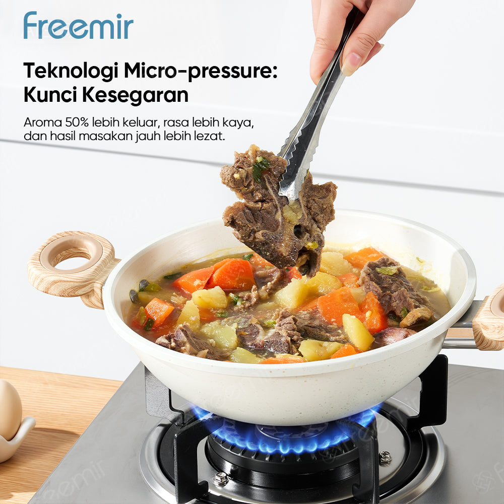 freemir Wajan & Saucepan Nasional Anti Lengket 2in1 dengan Dual Handle - Beige