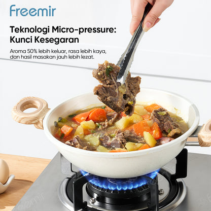 freemir Wajan & Saucepan Nasional Anti Lengket 2in1 dengan Dual Handle - Beige