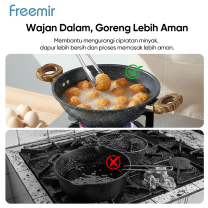 freemir Wajan & Saucepan Nasional Anti Lengket 2in1 dengan Dual Handle - Hitam