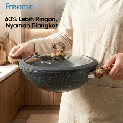 freemir Wajan & Saucepan Nasional Anti Lengket 2in1 dengan Dual Handle - Hitam