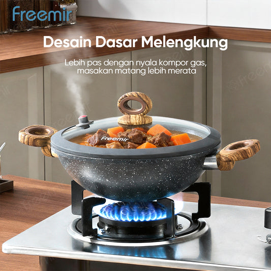 freemir Wajan & Saucepan Nasional Anti Lengket 2in1 dengan Dual Handle - Hitam