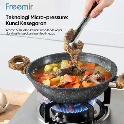 freemir Wajan & Saucepan Nasional Anti Lengket 2in1 dengan Dual Handle - Hitam
