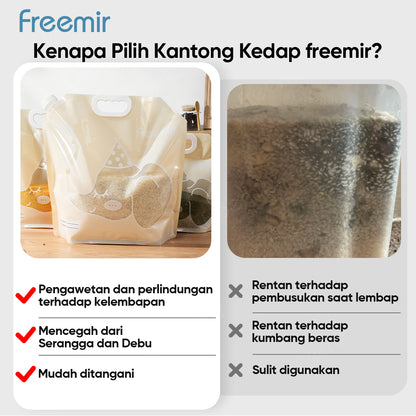 freemir Kantong Penyimpanan Multifungsi 2.5L Anti Bocor Untuk Air & Makanan Food Grade Beige