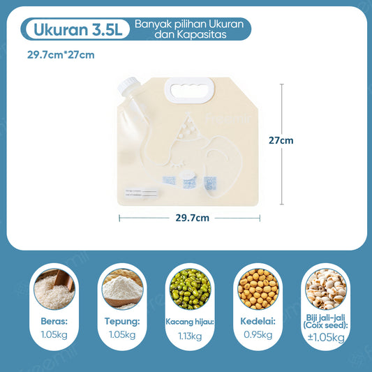 freemir Kantong Penyimpanan Multifungsi 2.5L Anti Bocor Untuk Air & Makanan Food Grade Beige