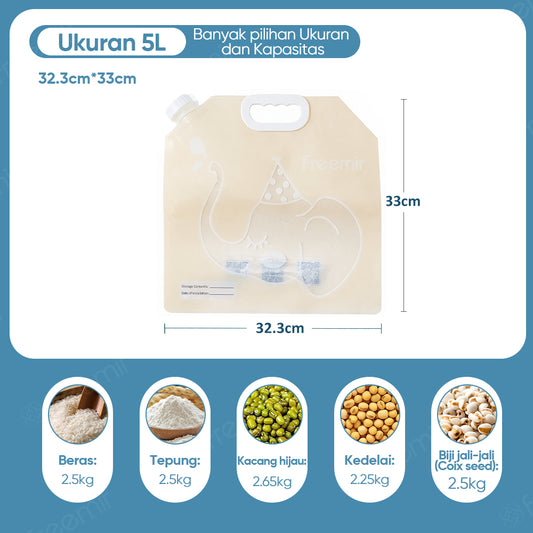 freemir Kantong Penyimpanan Multifungsi 5L Anti Bocor Untuk Air & Makanan Food Grade Beige