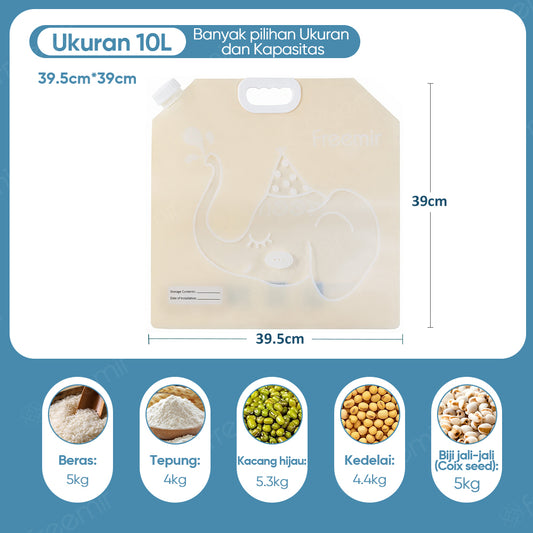 freemir Kantong Penyimpanan Multifungsi 10L Anti Bocor Untuk Air & Makanan Food Grade Beige