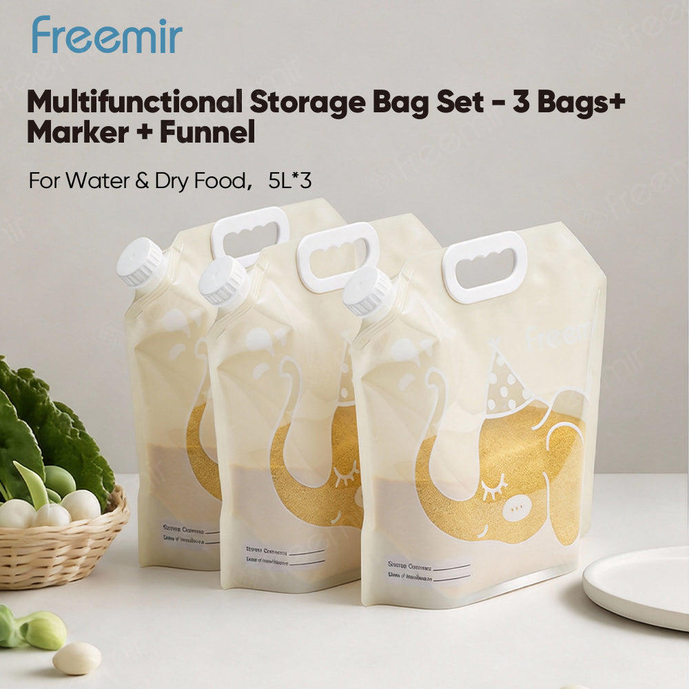 freemir Storage Bag Serbaguna 5L isi 3 - Hemat Tempat & Anti Bocor (Bonus Marker & Corong)