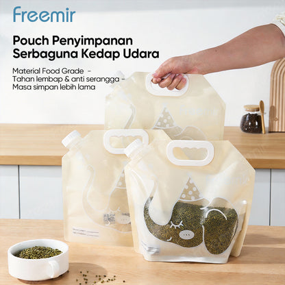freemir Storage Bag Anti Bocor 2.5L isi 3 Beige - Bonus Corong & Spidol Whiteboard