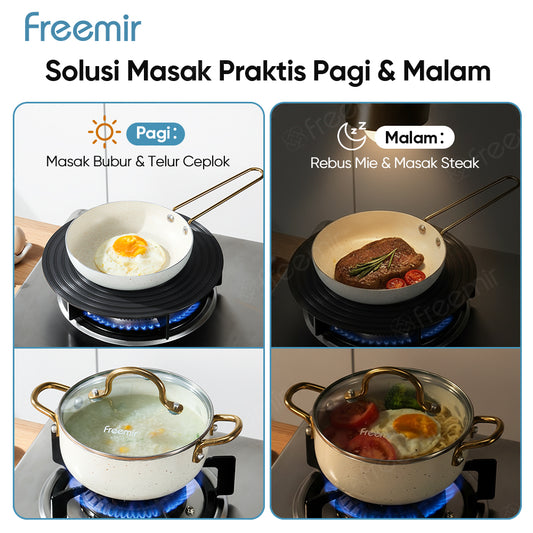 freemir Set 2 Panci Sup Frypan 16cm Anti Lengket - Beige