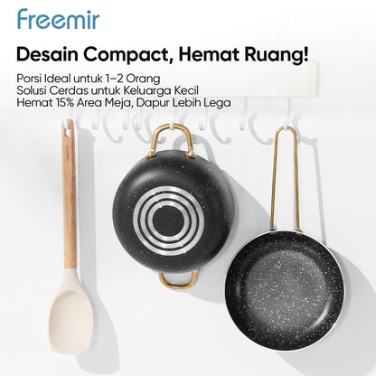 freemir Set 2 Panci Sup Frypan 16cm Anti Lengket - Hitam