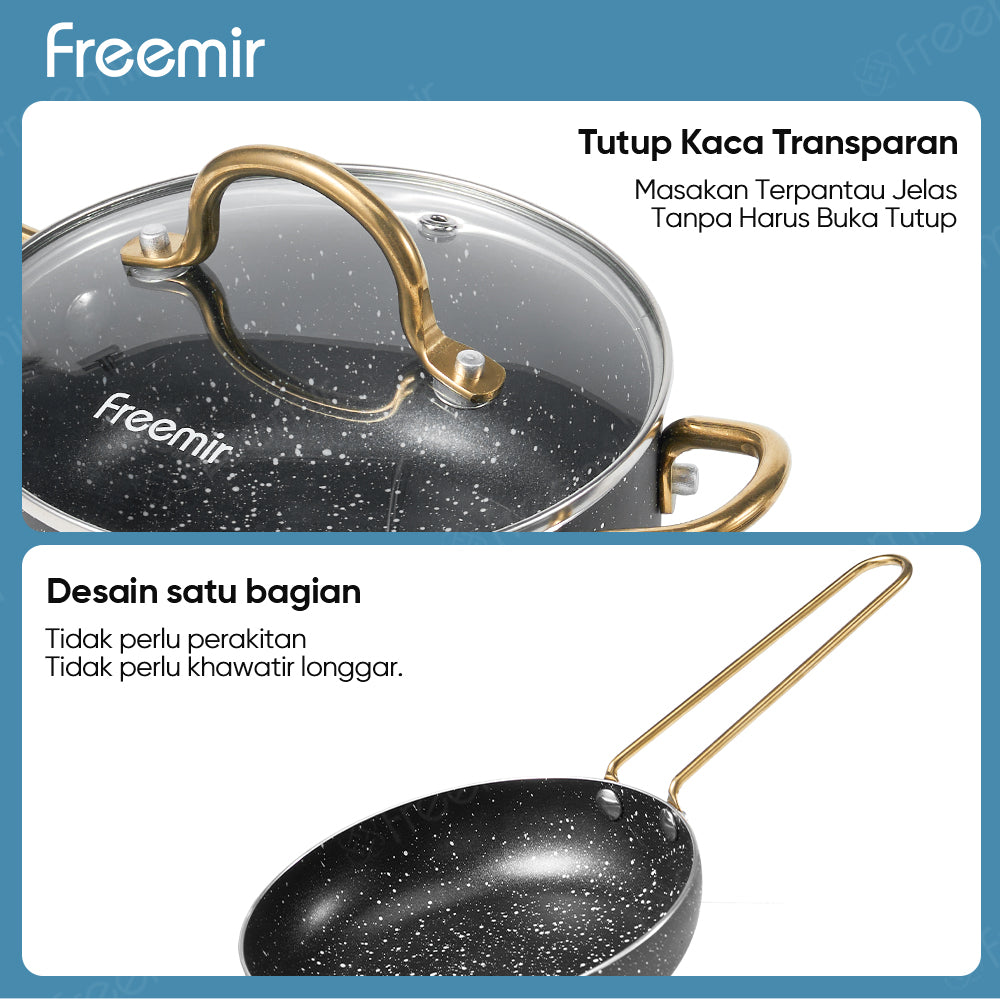 freemir Set 2 Panci Sup Frypan 16cm Anti Lengket - Hitam