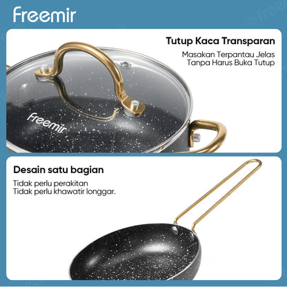 freemir Set 2 Panci Sup Frypan 16cm Anti Lengket - Hitam