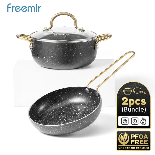 freemir Set 2 Panci Sup Frypan 16cm Anti Lengket - Hitam