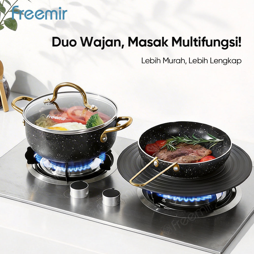 freemir Set 2 Panci Sup Frypan 16cm Anti Lengket - Hitam