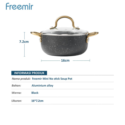 freemir Mini Panci Sup Anti Lengket 16 cm – Hitam