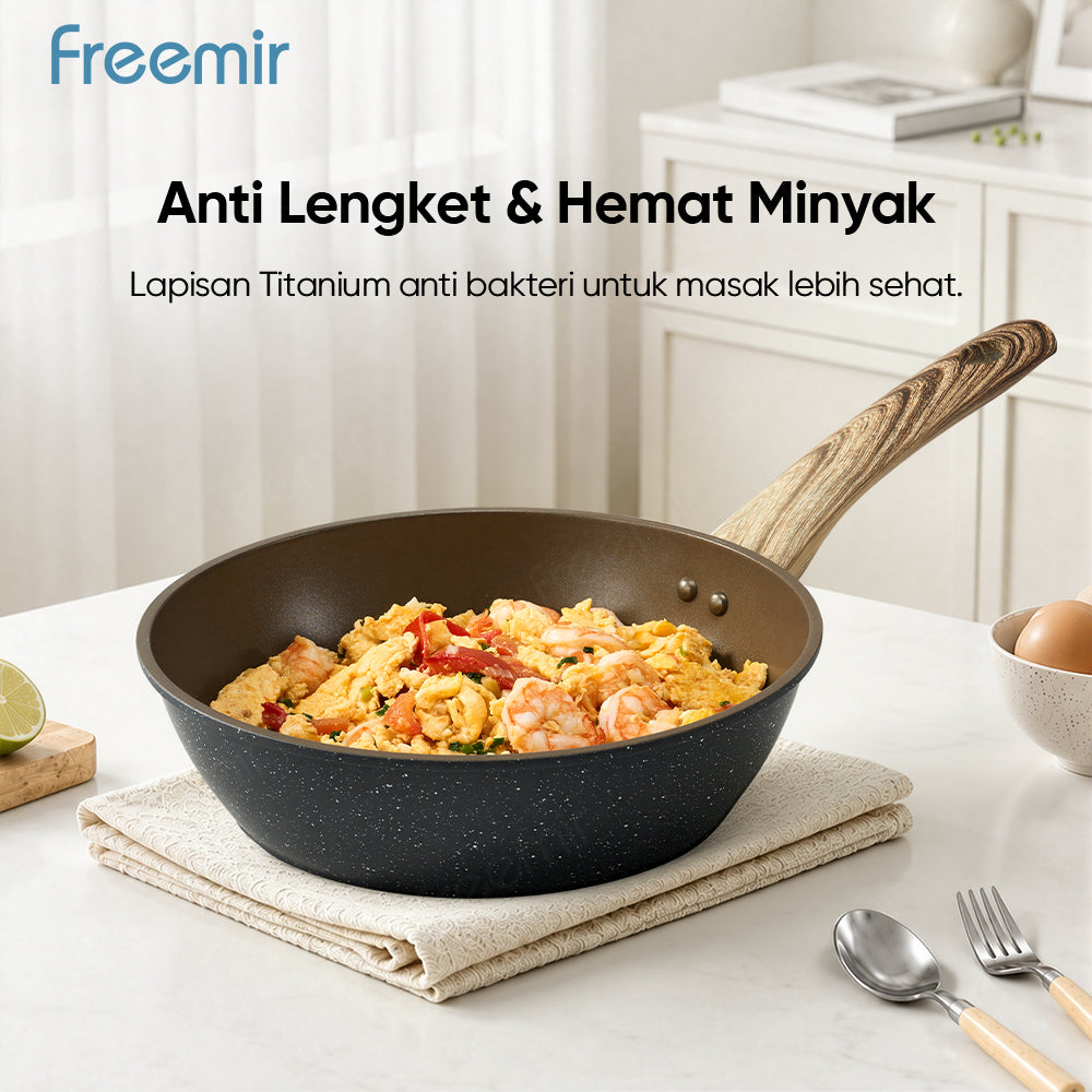 freemir Wajan Anti Lengket 24cm Titanium Blue Diamond - Hitam